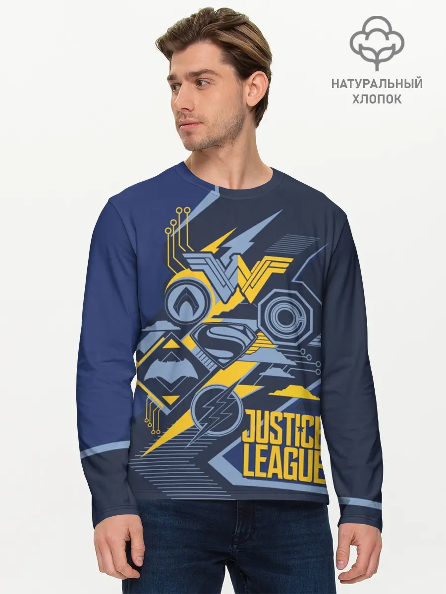 Мужской лонгслив базовый / Justice League (P007_P004ooo2620687, P004ooo2620687)