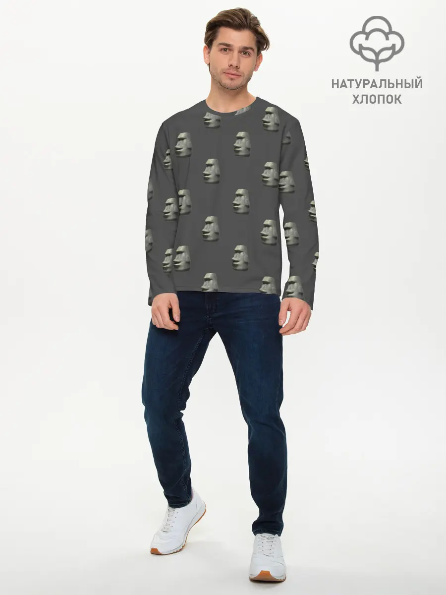 Мужской лонгслив базовый / Голова с острова Пасхи (P007_P004ooo2620693, P004ooo2620693)