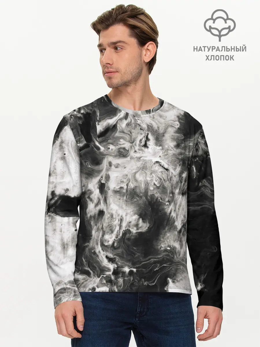 Мужской лонгслив базовый / Мрамор (P007_P004ooo2625767, P004ooo2625767)
