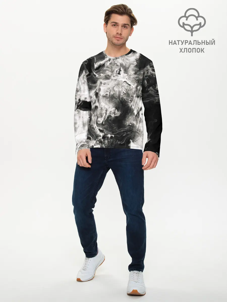 Мужской лонгслив базовый / Мрамор (P007_P004ooo2625767, P004ooo2625767)