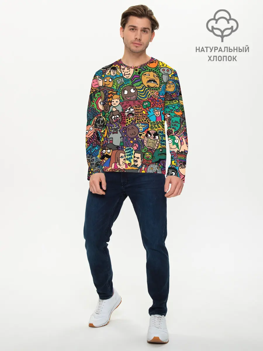 Мужской лонгслив базовый / Цветные мемы из ВК (P007_P004ooo2628991, P004ooo2628991)