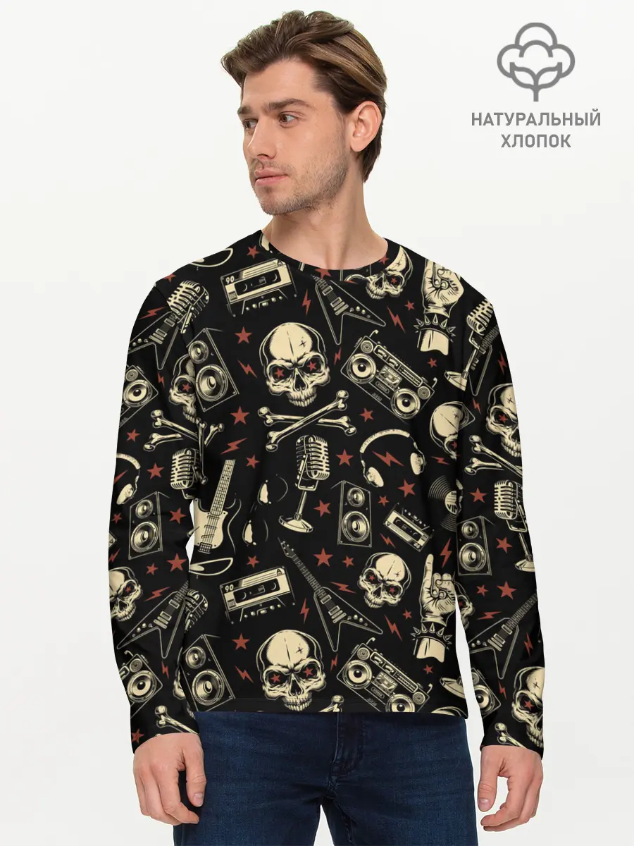 Мужской лонгслив базовый / Рок! (P007_P004ooo2630005, P004ooo2630005)