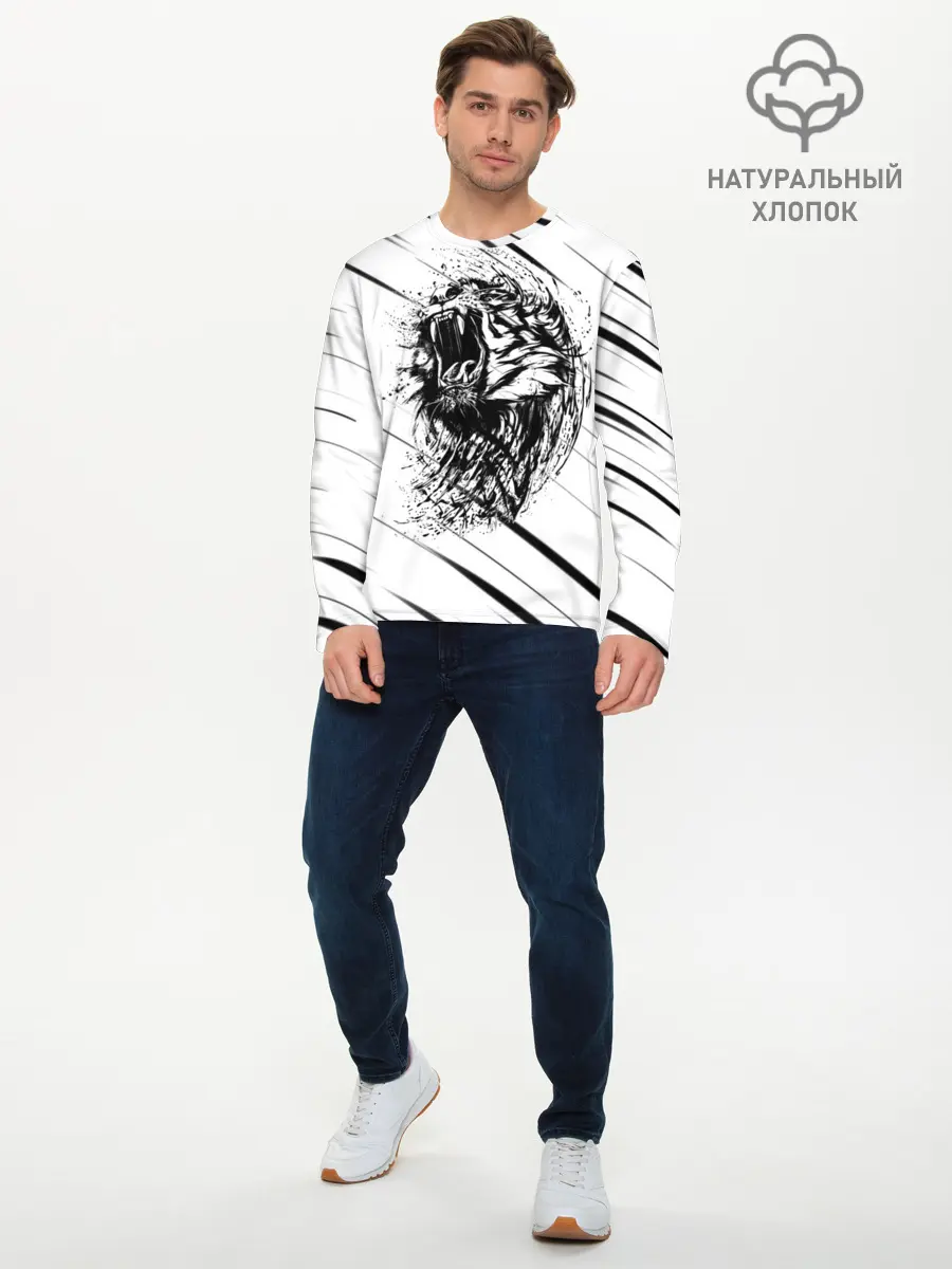 Мужской лонгслив базовый / Тигр | Tiger (P007_P004ooo2633673, P004ooo2633673)