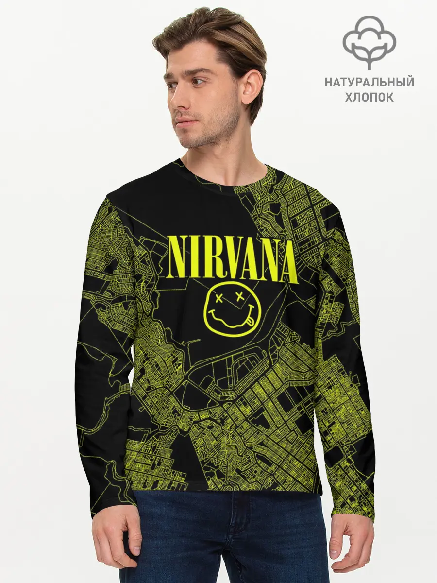 Мужской лонгслив базовый / Nirvana | Нирвана (P007_P004ooo2635433, P004ooo2635433)