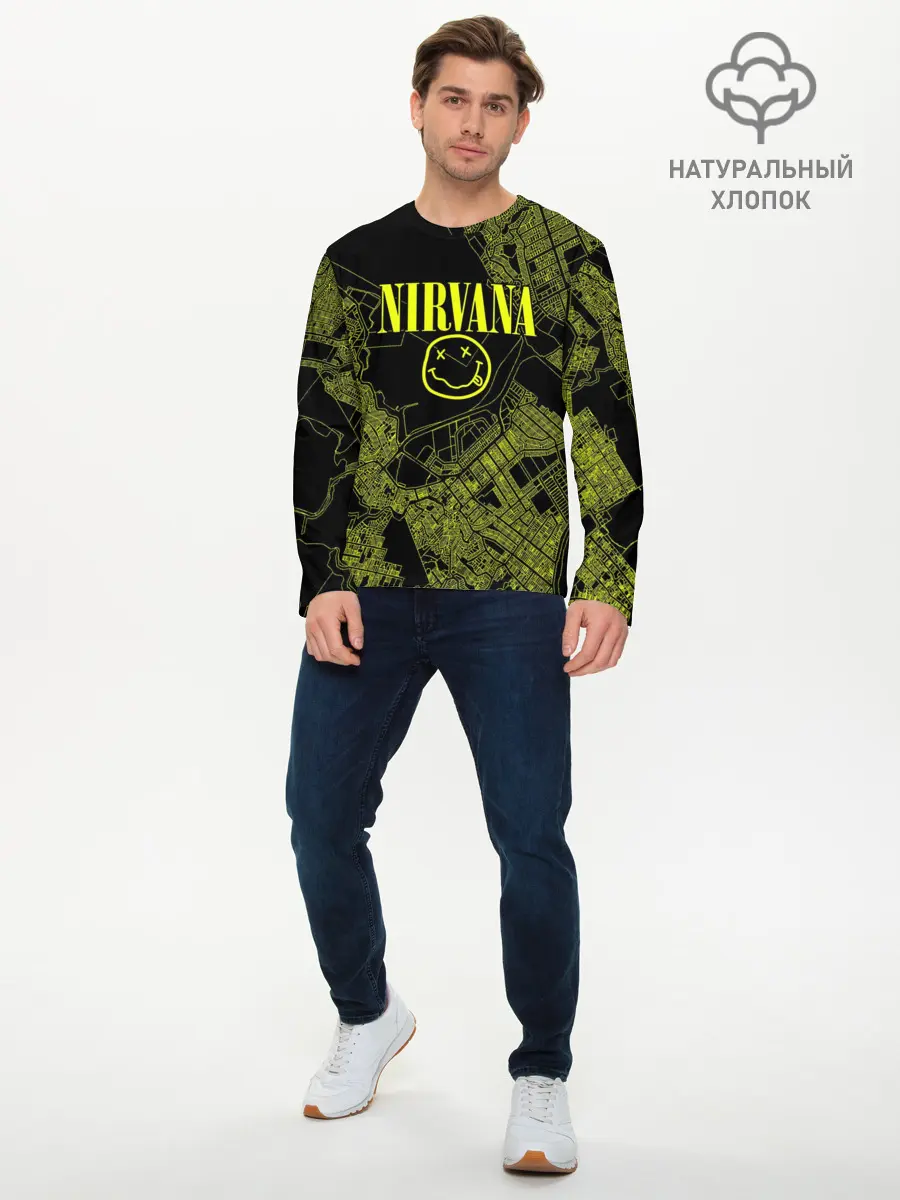Мужской лонгслив базовый / Nirvana | Нирвана (P007_P004ooo2635433, P004ooo2635433)