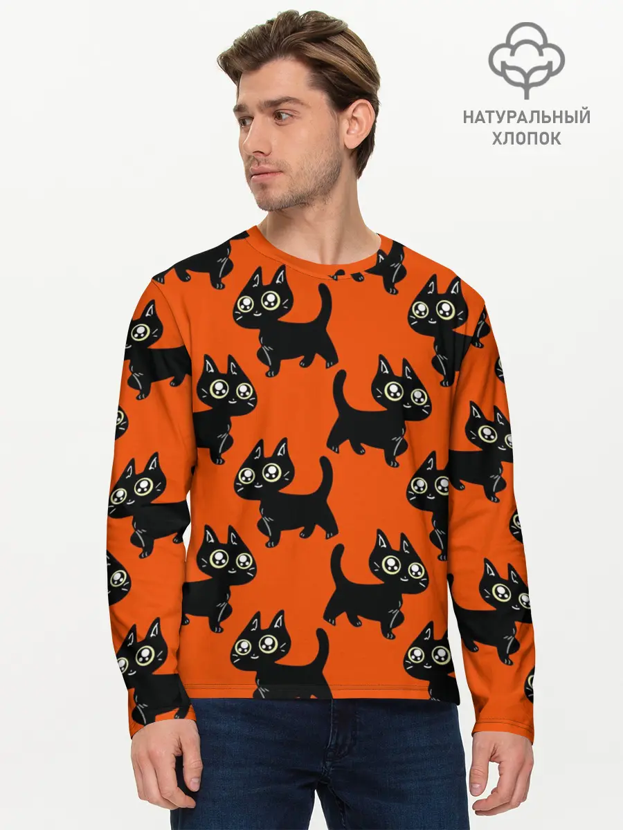 Мужской лонгслив базовый / HALLOWEEN CATS (P007_P004ooo2645769, P004ooo2645769)