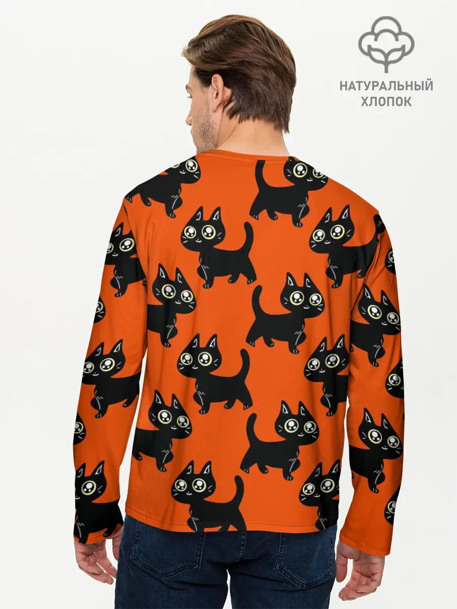 Мужской лонгслив базовый / HALLOWEEN CATS (P007_P004ooo2645769, P004ooo2645769)