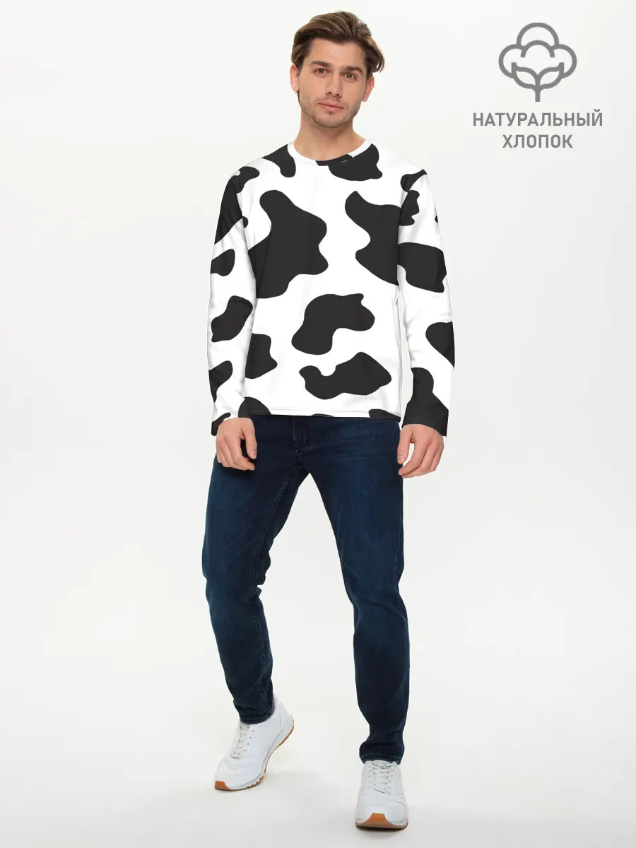 Мужской лонгслив базовый / COW PRINT (P007_P004ooo2647941, P004ooo2647941)