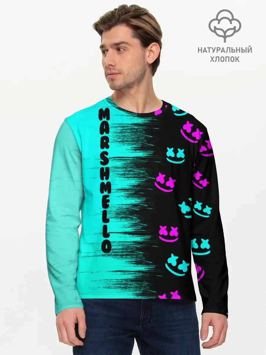Мужской лонгслив базовый / Marshmello (P007_P004ooo2656841, P004ooo2656841)