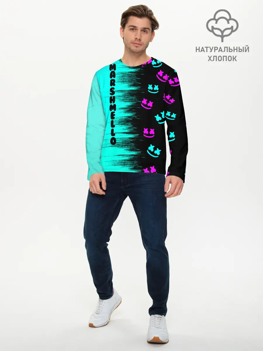 Мужской лонгслив базовый / Marshmello (P007_P004ooo2656841, P004ooo2656841)