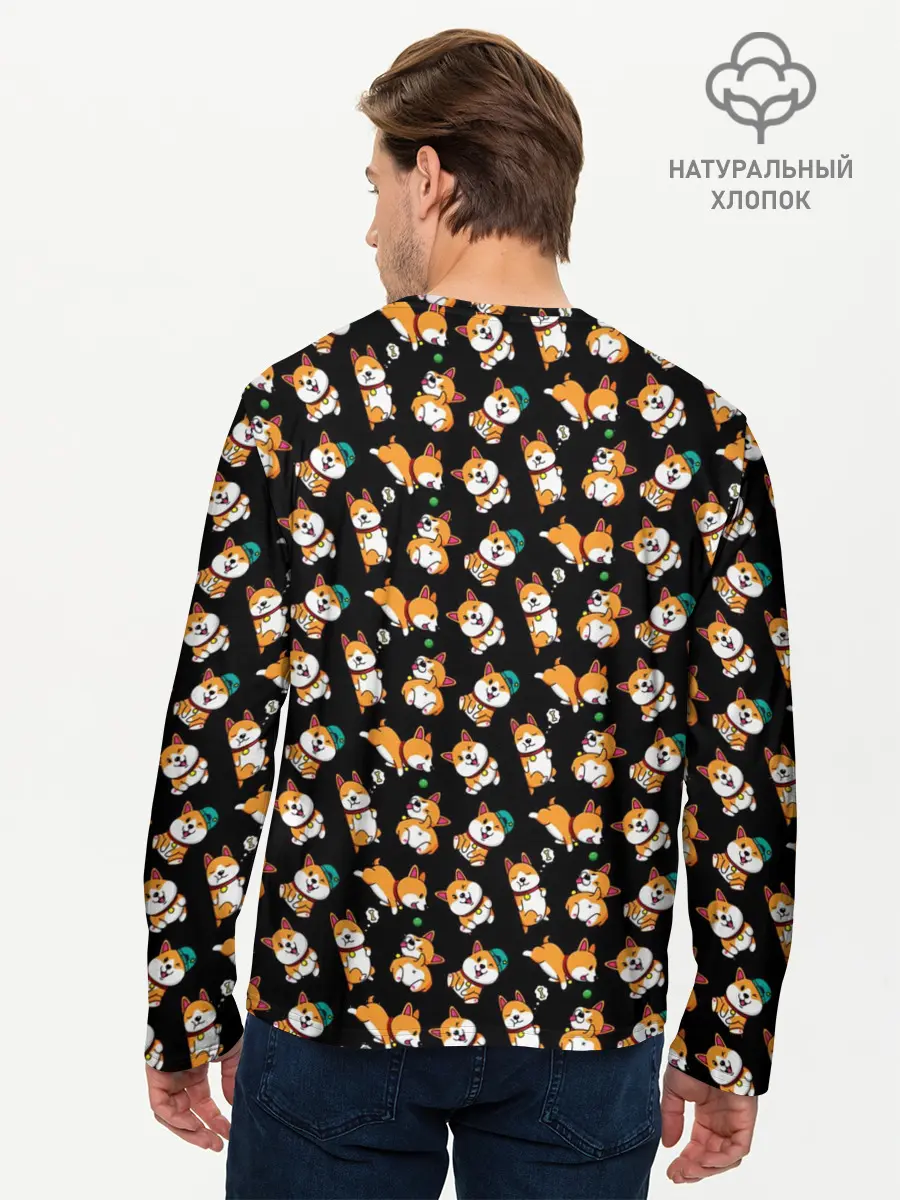 Мужской лонгслив базовый / Корги (P007_P004ooo2663073, P004ooo2663073)