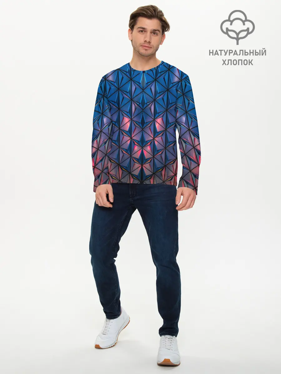 Мужской лонгслив базовый / Геометрический принт (P007_P004ooo2663611, P004ooo2663611)