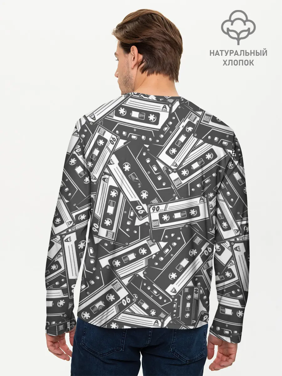 Мужской лонгслив базовый / retro pattern (P007_P004ooo2670627, P004ooo2670627)