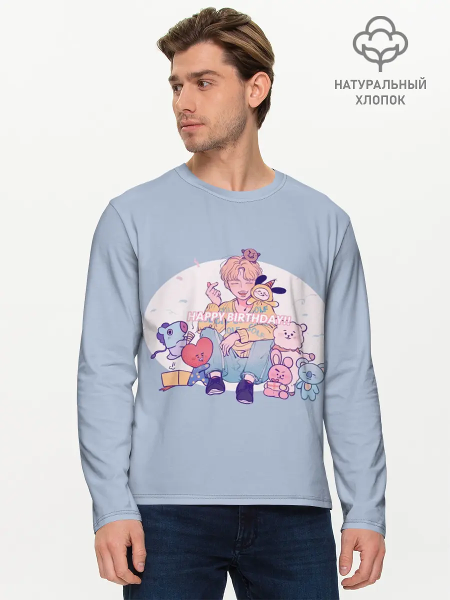 Мужской лонгслив базовый / BTS Happy Birthday (P007_P004ooo2674507, P004ooo2674507)
