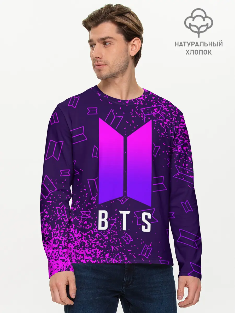 Мужской лонгслив базовый / BTS / БТС (P007_P004ooo2674253, P004ooo2674253)