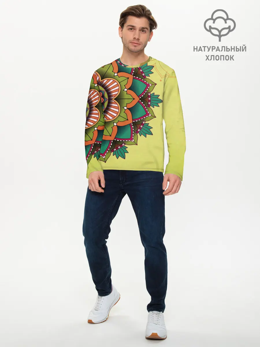 Мужской лонгслив базовый / мандала узор тату (P007_P004ooo2676693, P004ooo2676693)