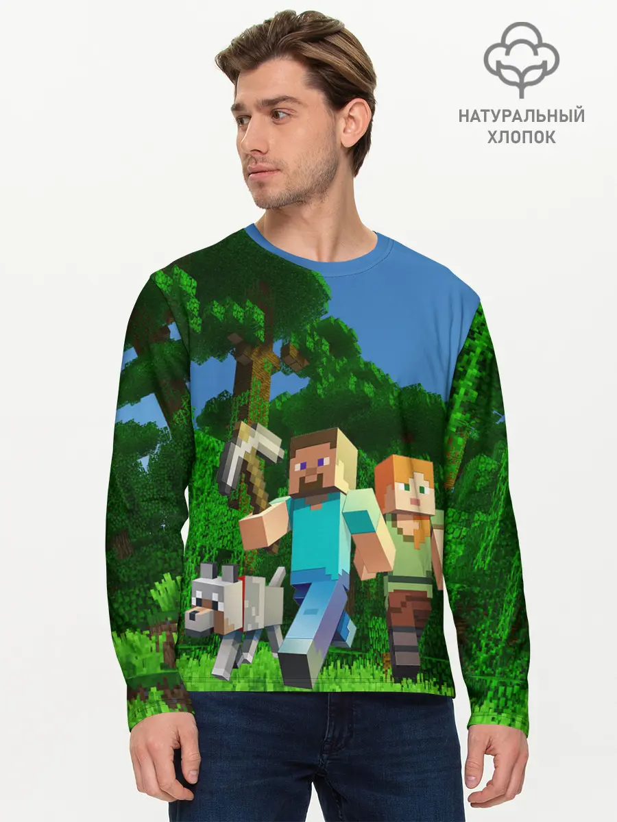 Мужской лонгслив базовый / minecraft (P007_P004ooo2682537, P004ooo2682537)