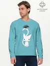 Мужской лонгслив базовый / Белый котик и воробушек (P007_P004ooo2682733, P004ooo2682733)