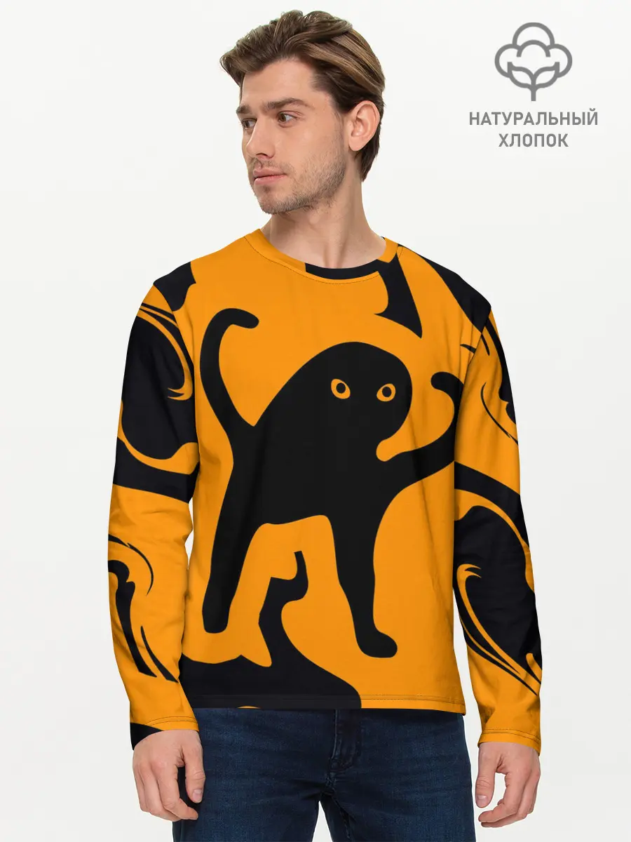 Мужской лонгслив базовый / Кот- мем (P007_P004ooo2689237, P004ooo2689237)