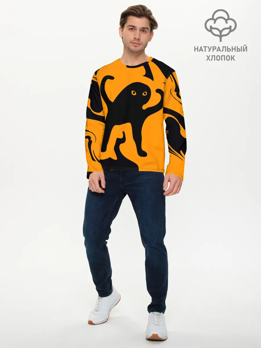 Мужской лонгслив базовый / Кот- мем (P007_P004ooo2689237, P004ooo2689237)