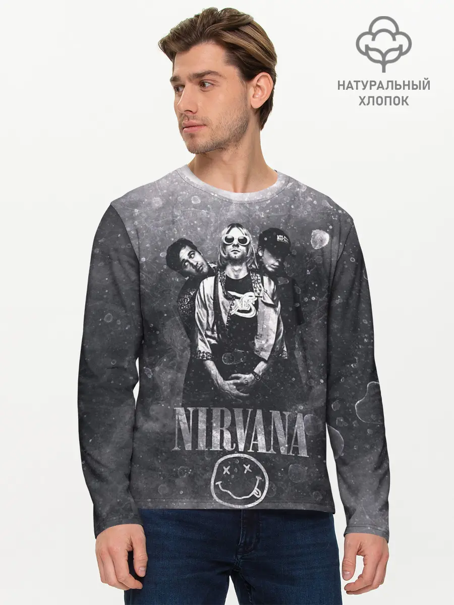 Мужской лонгслив базовый / Nirvana (P007_P004ooo2689475, P004ooo2689475)