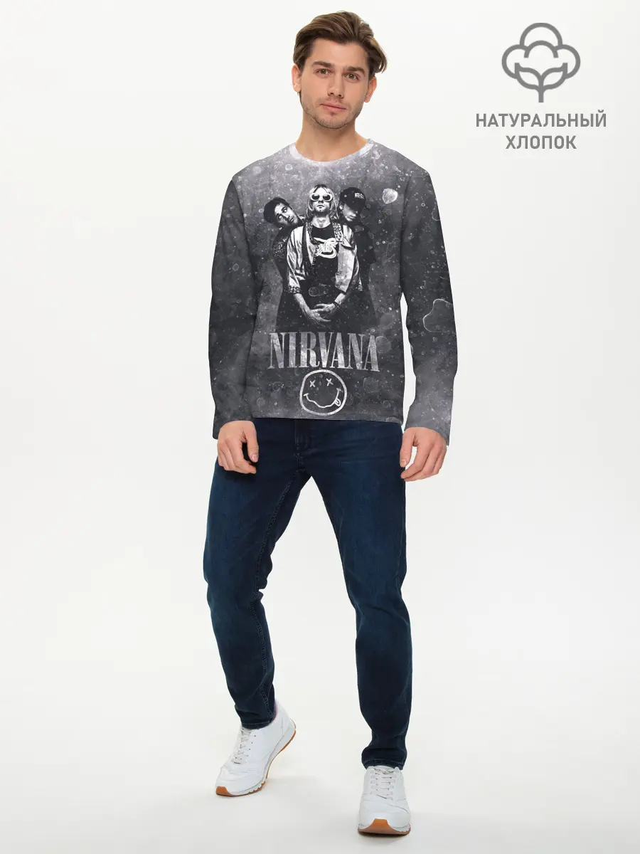 Мужской лонгслив базовый / Nirvana (P007_P004ooo2689475, P004ooo2689475)