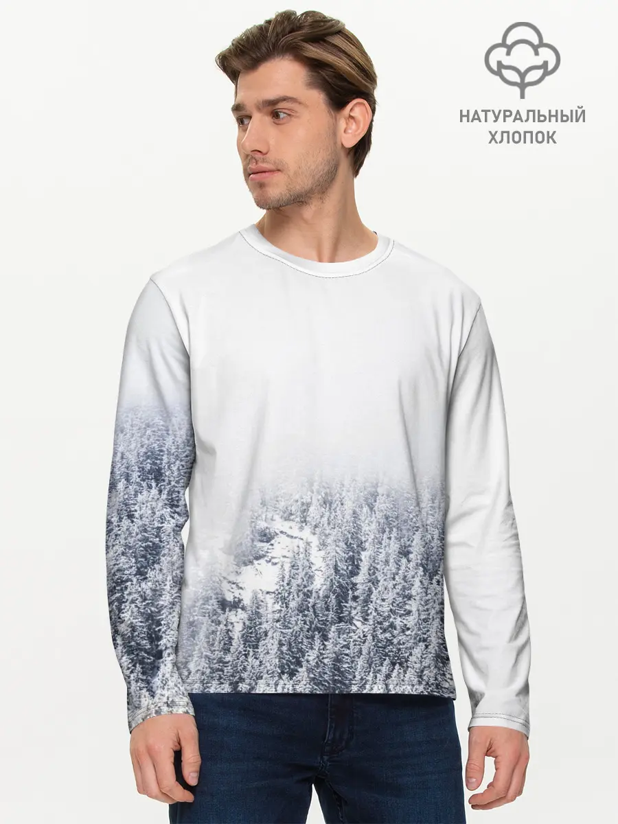 Мужской лонгслив базовый / зимний лес (P007_P004ooo2694509, P004ooo2694509)