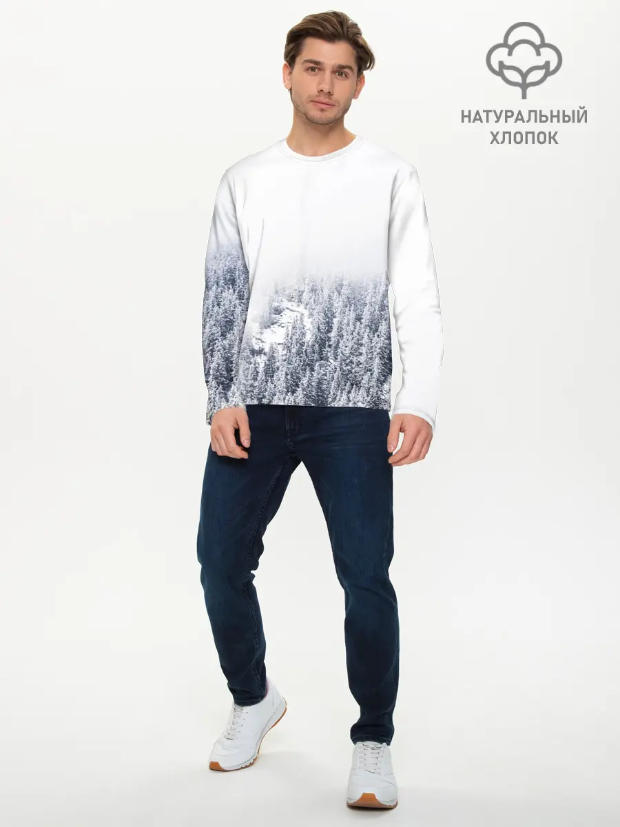 Мужской лонгслив базовый / зимний лес (P007_P004ooo2694509, P004ooo2694509)