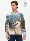 Мужской лонгслив базовый / Волк и снег (P007_P004ooo2695061, P004ooo2695061)