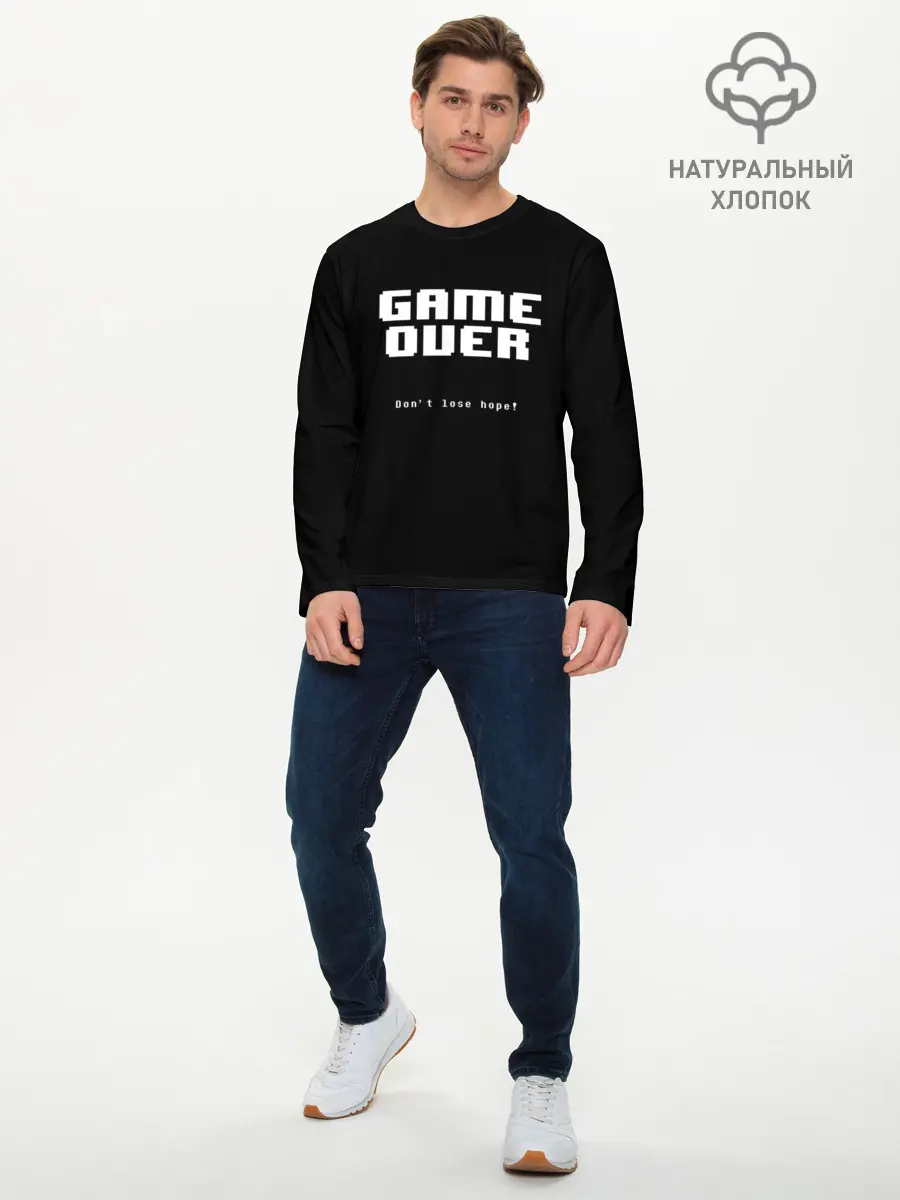 Мужской лонгслив базовый / UNDERTALE GAME OVER (P007_P004ooo2697407, P004ooo2697407)