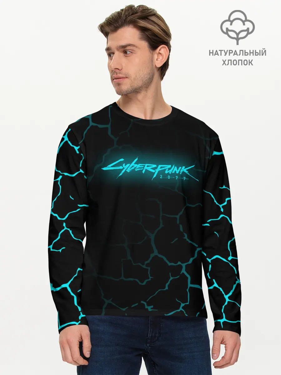 Мужской лонгслив базовый / CYBERPUNK 2077. (P007_P004ooo2700029, P004ooo2700029)