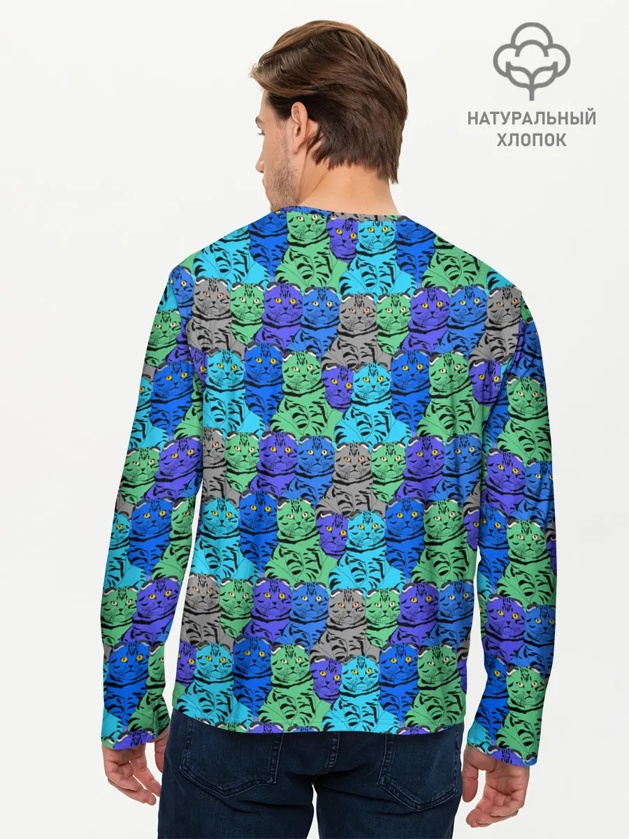 Мужской лонгслив базовый / Толстый кот (P007_P004ooo2704483, P004ooo2704483)