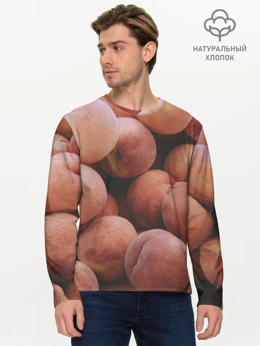 Мужской лонгслив базовый / Персики. (P007_P004ooo2703341, P004ooo2703341)