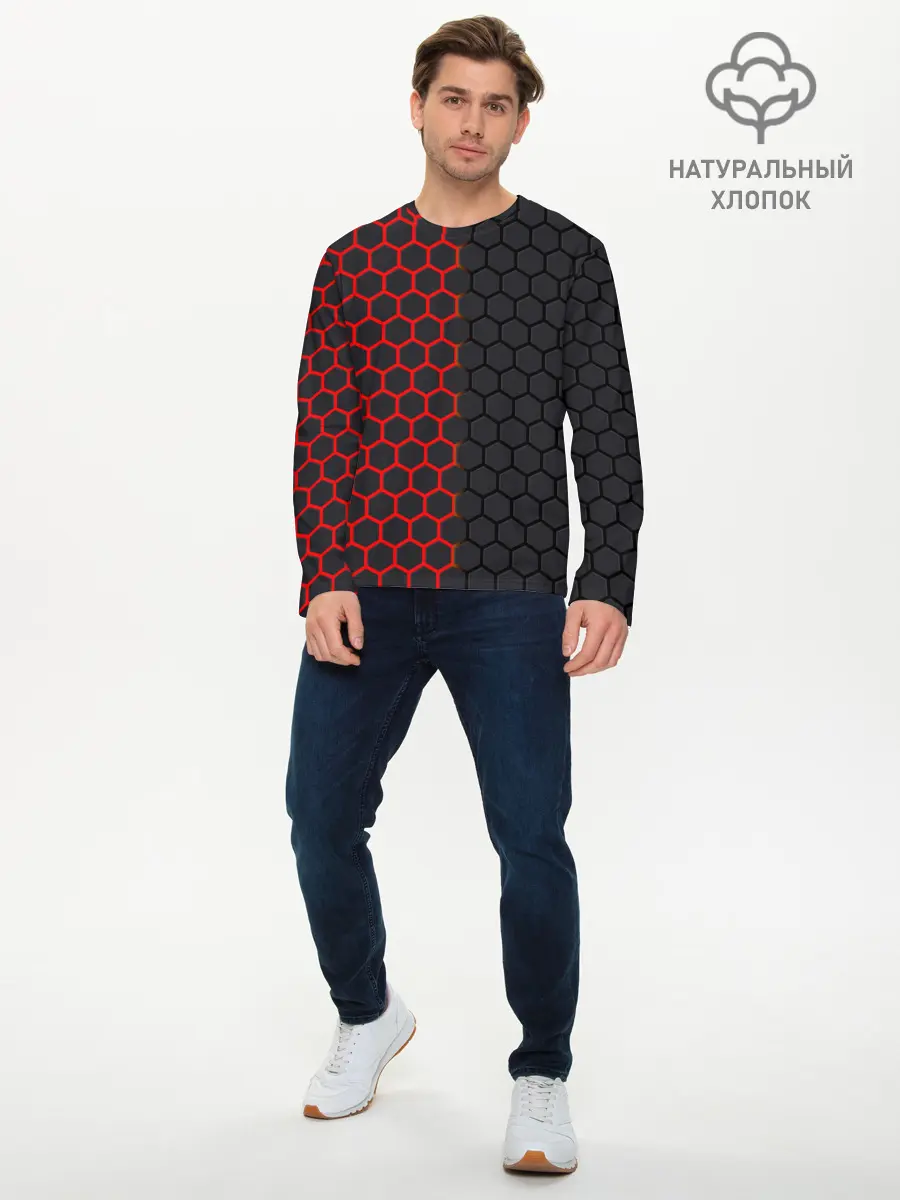Мужской лонгслив базовый / НЕОНОВЫЕ СОТЫ (P007_P004ooo2706797, P004ooo2706797)