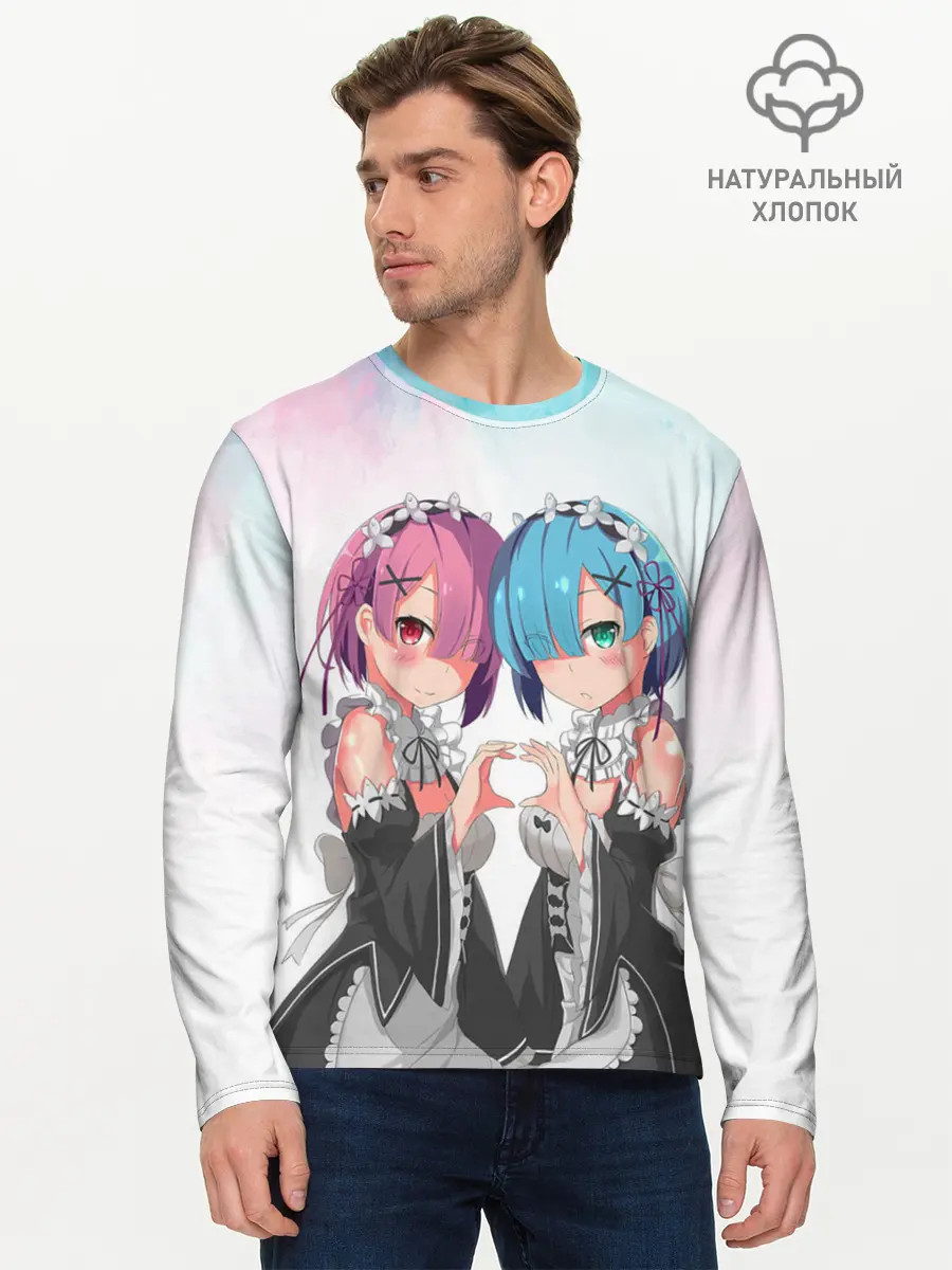 Мужской лонгслив базовый / Re:Zero, Рам и Рем (P007_P004ooo2716013, P004ooo2716013)