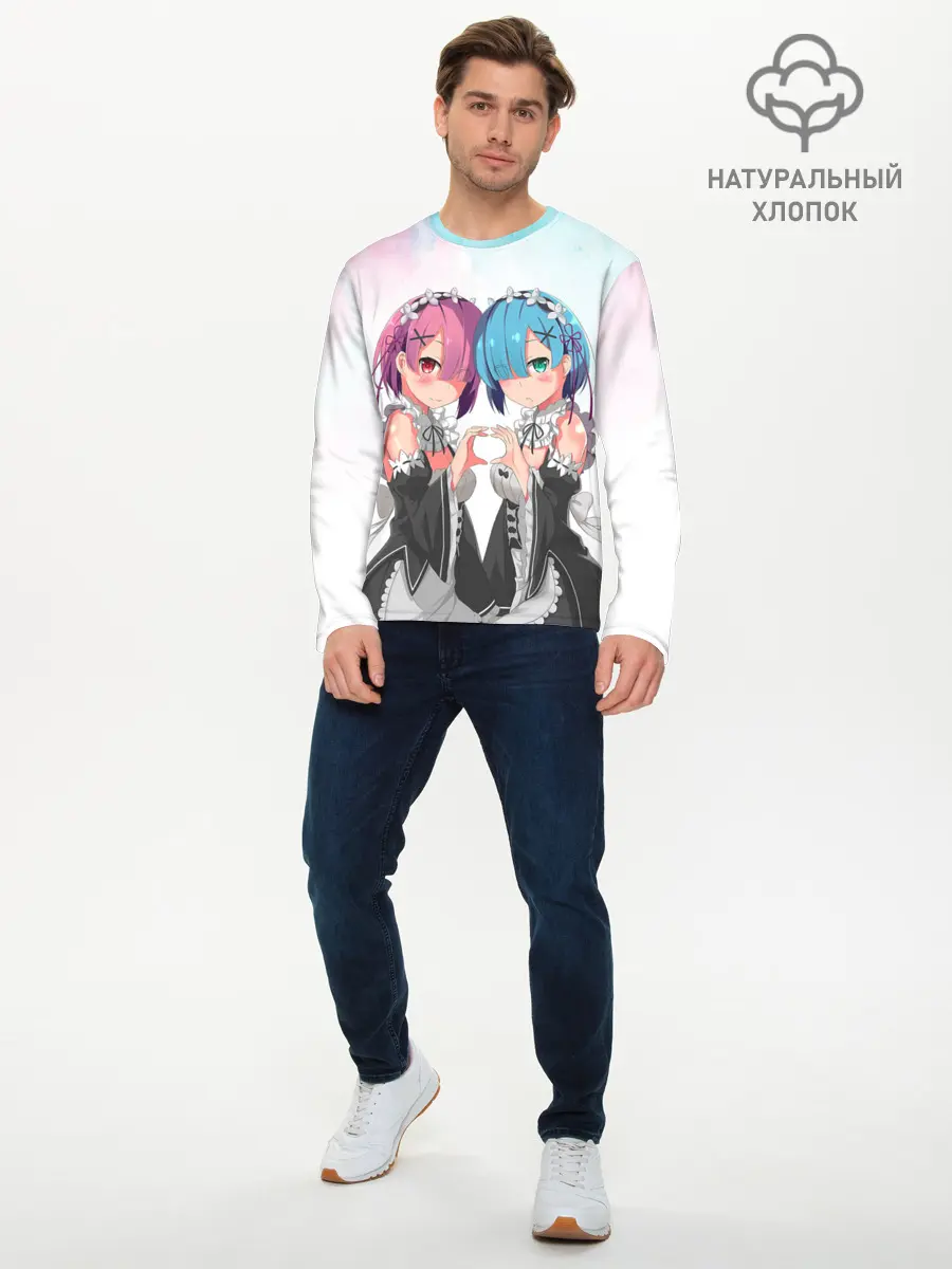 Мужской лонгслив базовый / Re:Zero, Рам и Рем (P007_P004ooo2716013, P004ooo2716013)