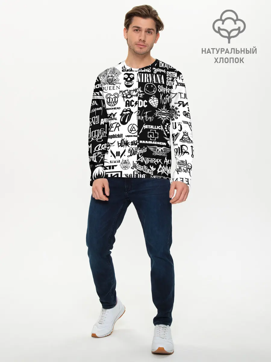 Мужской лонгслив базовый / Эмблемы Рок Групп (P007_P004ooo2714615, P004ooo2714615)