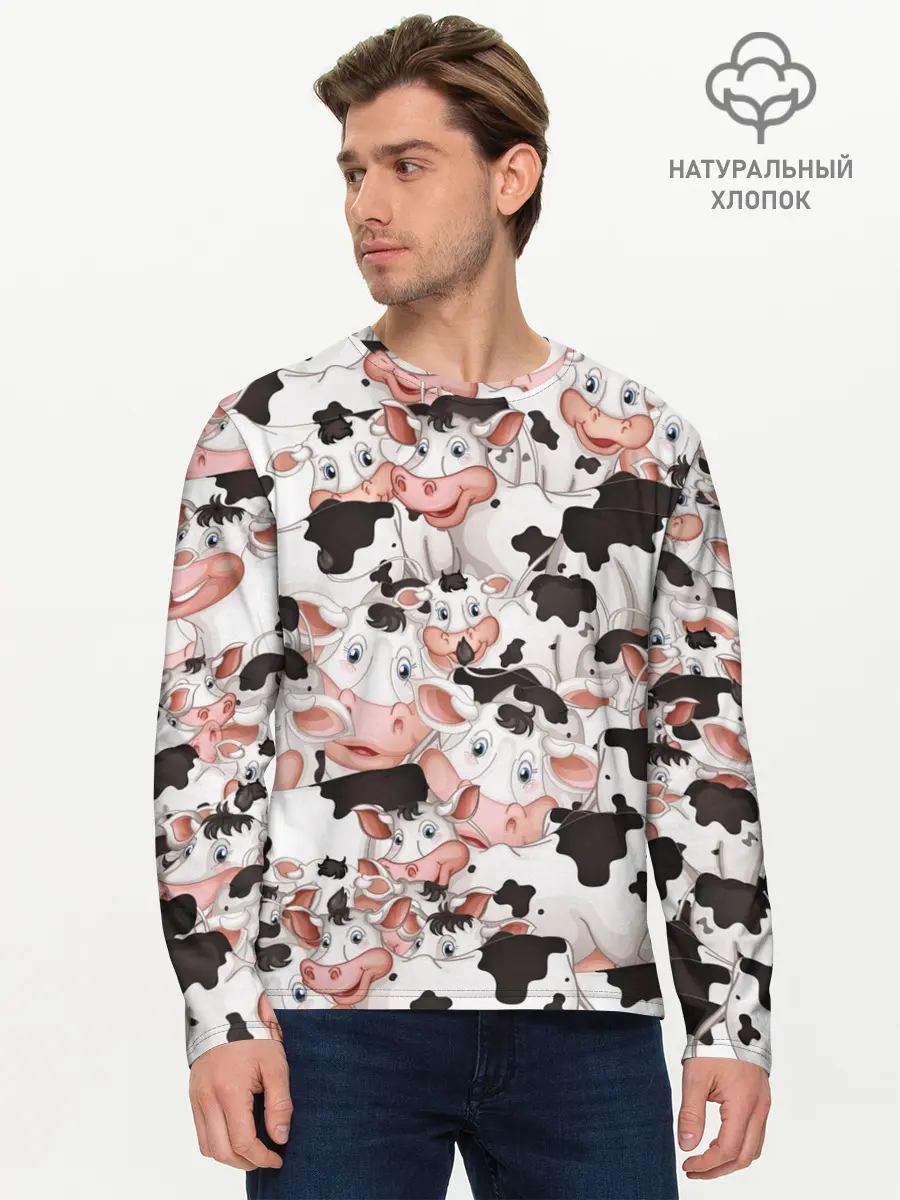 Мужской лонгслив базовый / Коровы (P007_P004ooo2728715, P004ooo2728715)