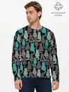 Мужской лонгслив базовый / Коты паттерн (P007_P004ooo2730211, P004ooo2730211)