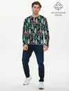 Мужской лонгслив базовый / Коты паттерн (P007_P004ooo2730211, P004ooo2730211)