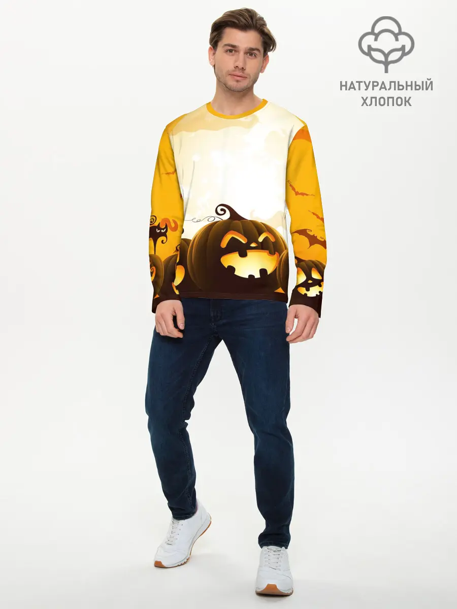 Мужской лонгслив базовый / Тыквы (P007_P004ooo2732587, P004ooo2732587)