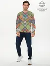 Мужской лонгслив базовый / Мандалы лоскутный печворк (P007_P004ooo2735207, P004ooo2735207)