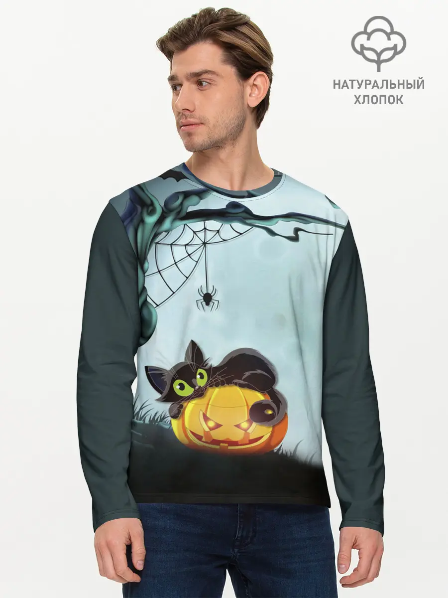 Мужской лонгслив базовый / HALLOWEEN. (P007_P004ooo2735299, P004ooo2735299)