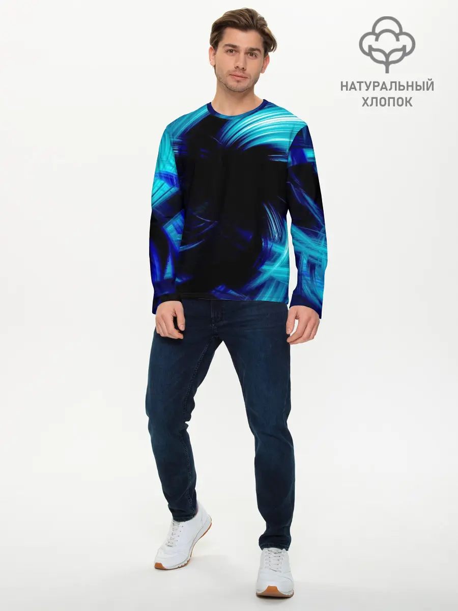Мужской лонгслив базовый / Неоновый вихрь (P007_P004ooo2737955, P004ooo2737955)