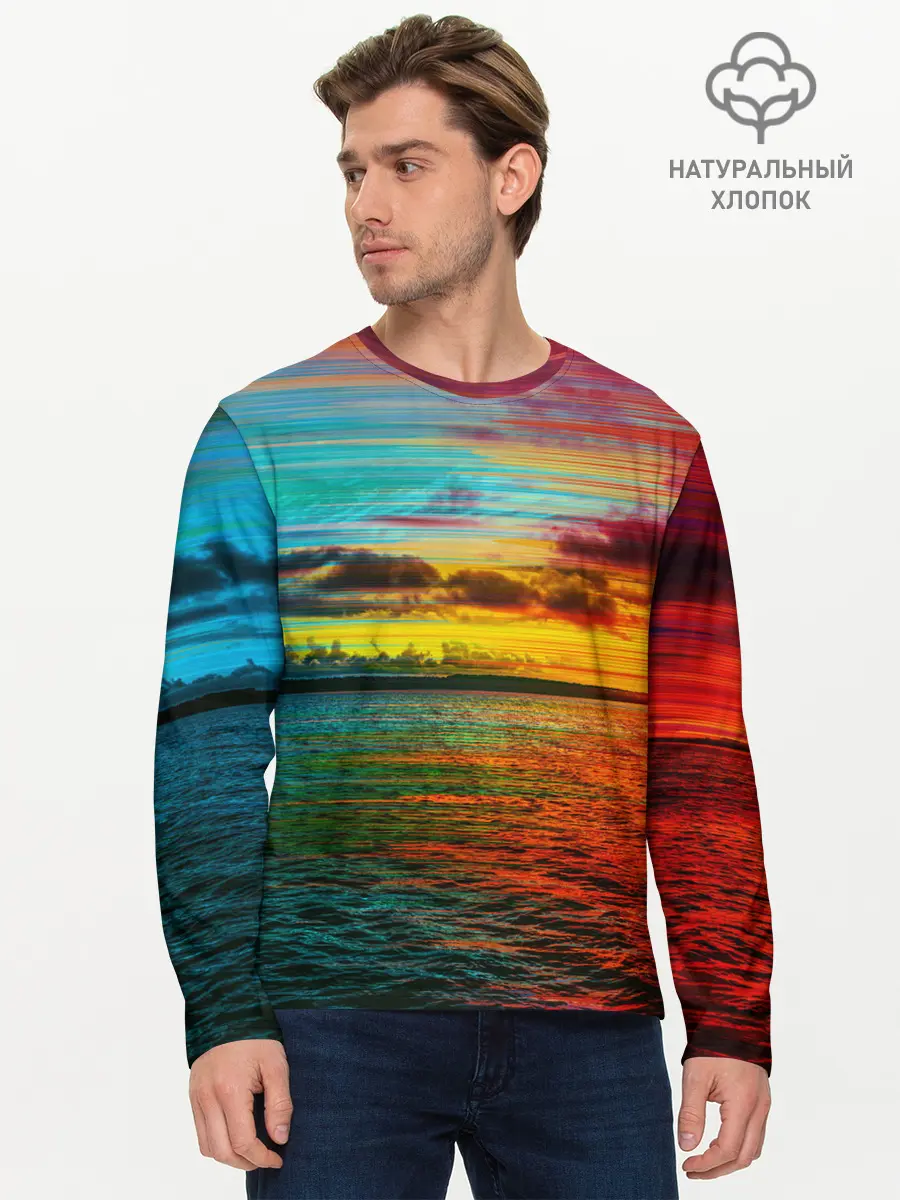 Мужской лонгслив базовый / Glitch Sunset (P007_P004ooo2740417, P004ooo2740417)