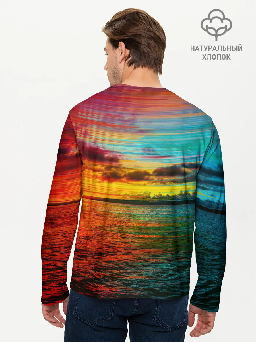 Мужской лонгслив базовый / Glitch Sunset (P007_P004ooo2740417, P004ooo2740417)