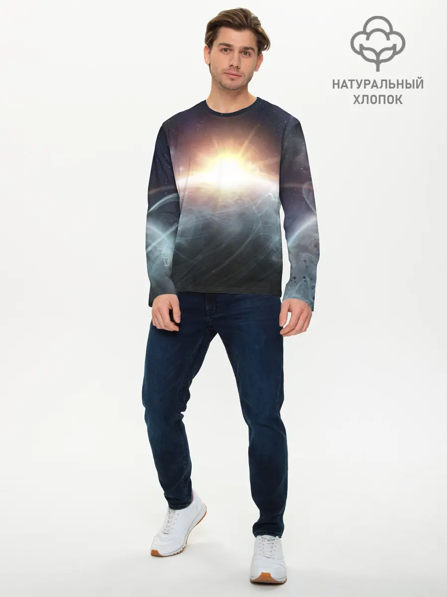 Мужской лонгслив базовый / Космос (P007_P004ooo2742283, P004ooo2742283)