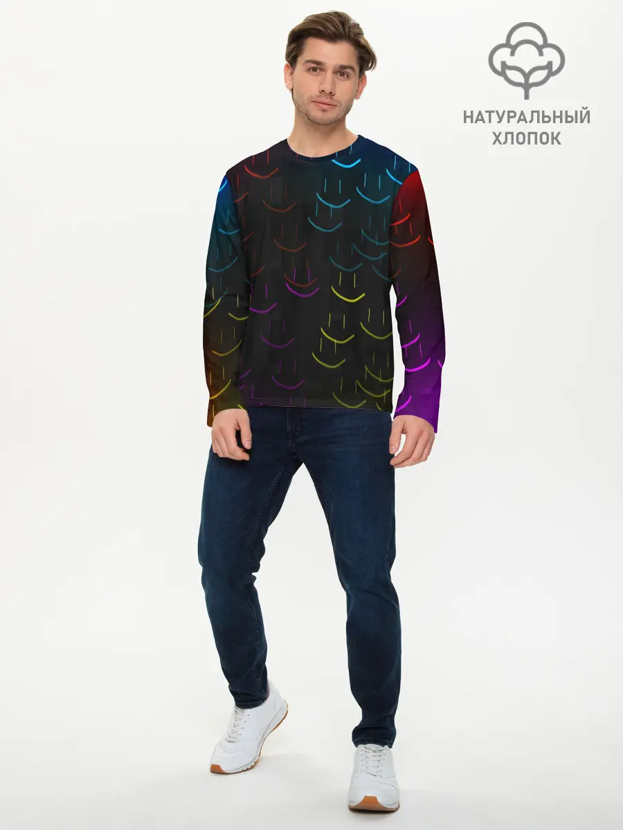 Мужской лонгслив базовый / Rainbow smile (P007_P004ooo2742785, P004ooo2742785)