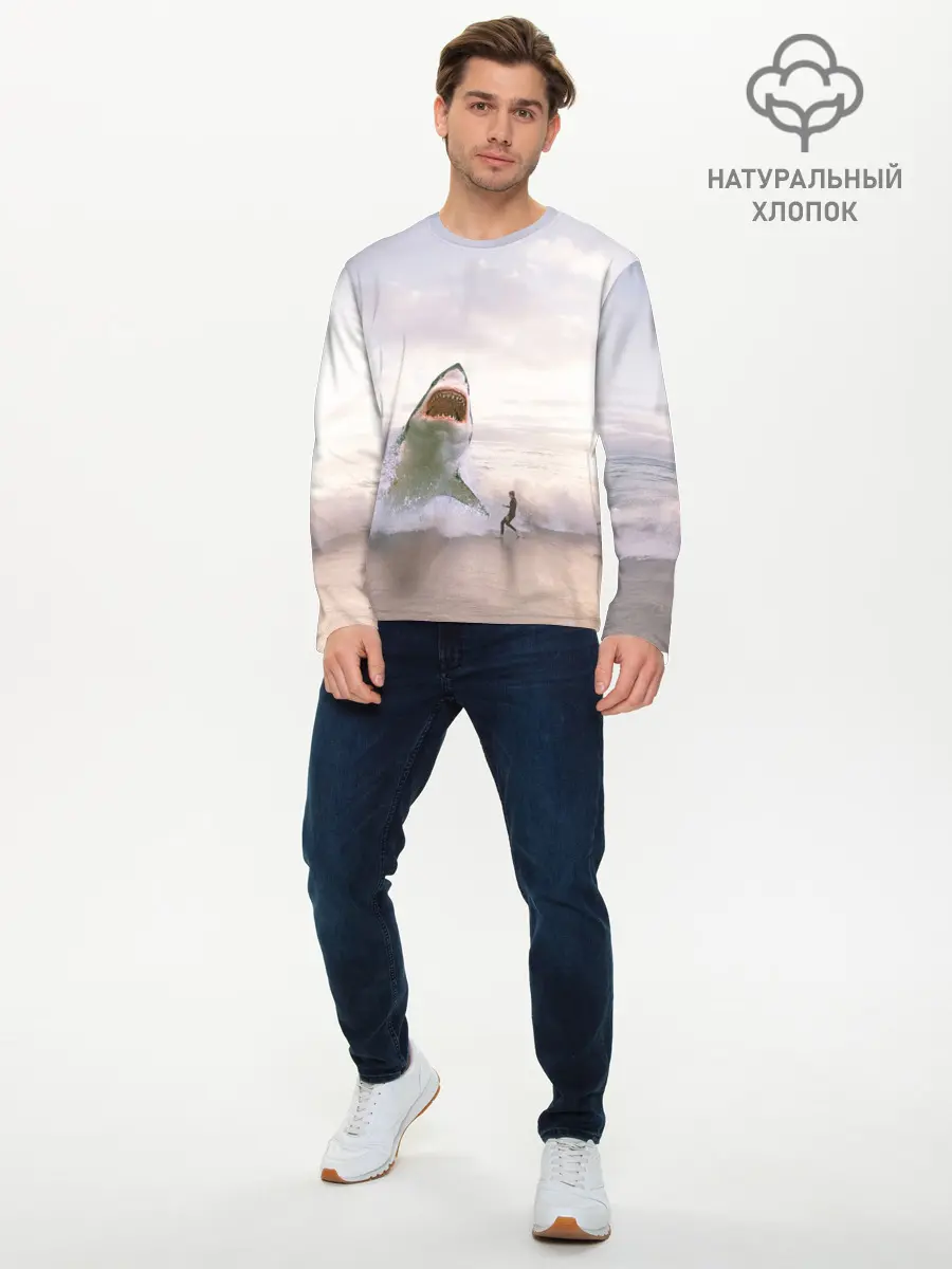 Мужской лонгслив базовый / Мегалодон (P007_P004ooo2743825, P004ooo2743825)