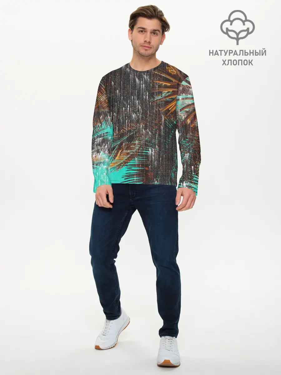 Мужской лонгслив базовый / Palm glitch art (P007_P004ooo2747493, P004ooo2747493)
